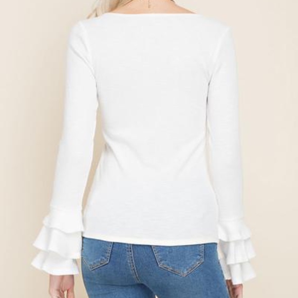 Riley Ribbed Ruffle Sleeve Top - Picture 2 of 3